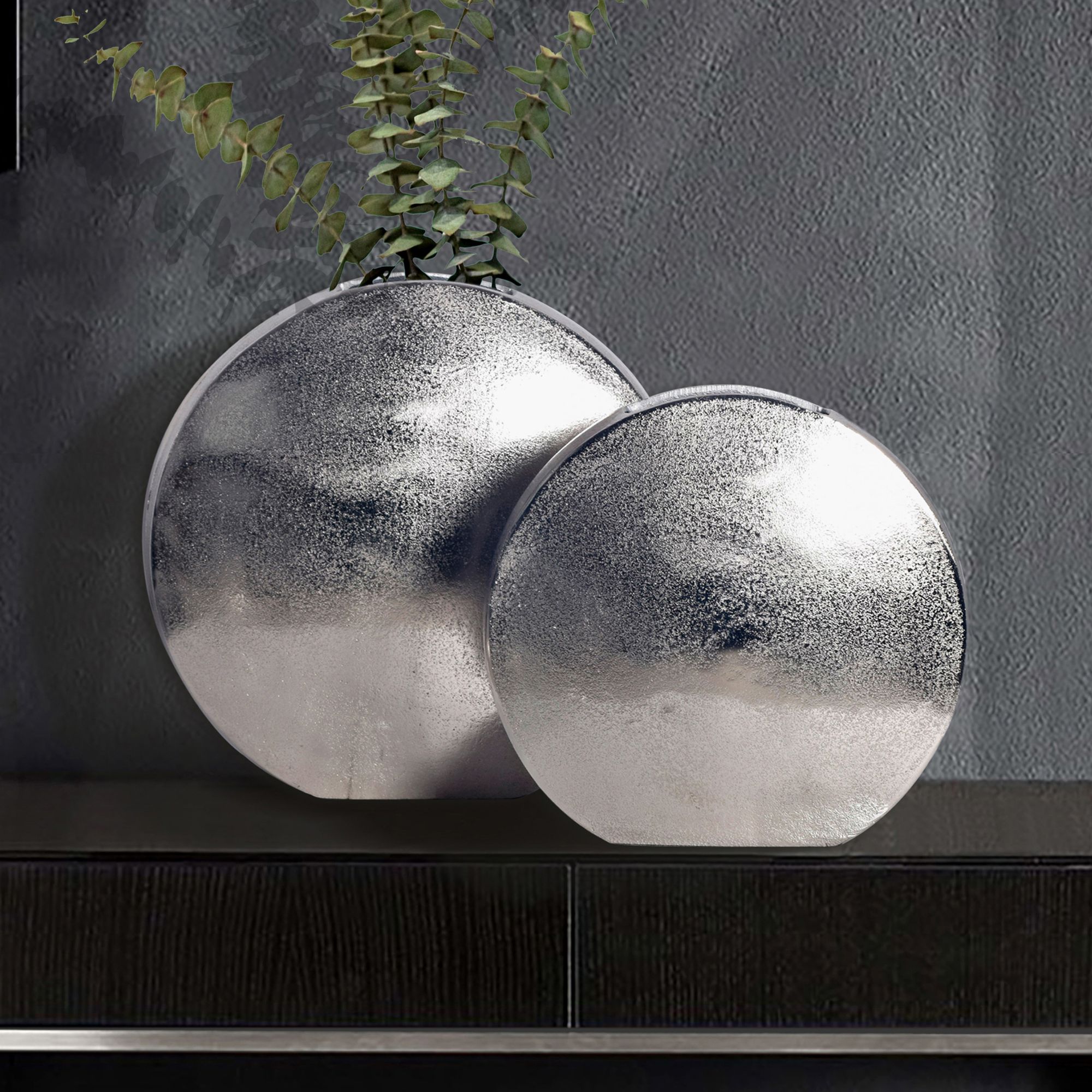 Tischvase Saltnes Aluminium Silber Ø 35 × H 34 cm