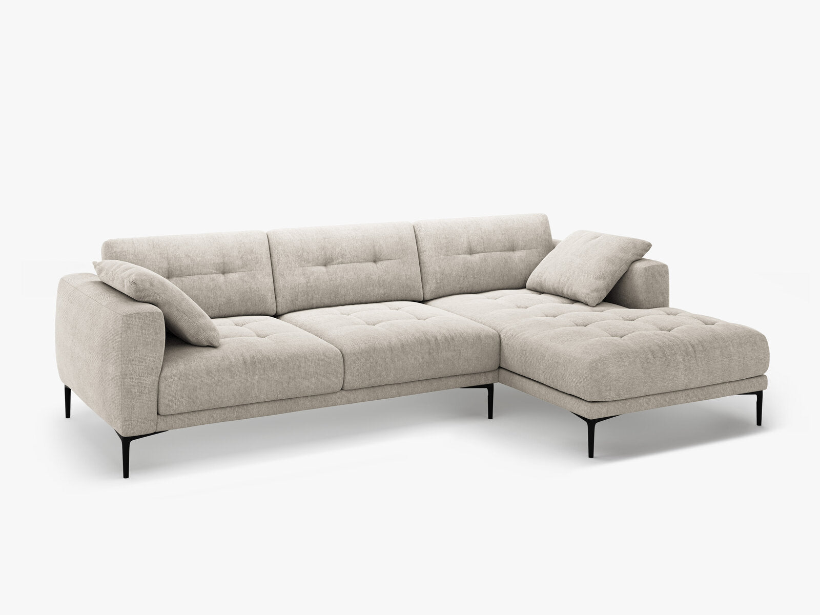 Micadoni Ecksofa Bemy 3-Sitzer Rechts Strukturierter Stoff Beige