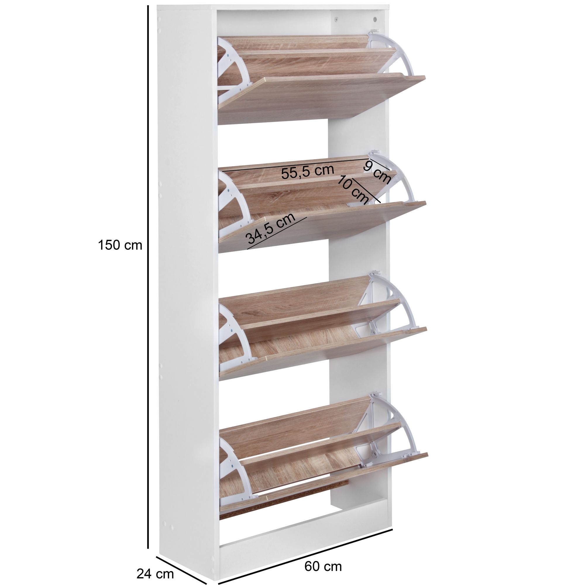 Schuhschrank Ebeltoft Weiß 60 × 24 × 150 cm