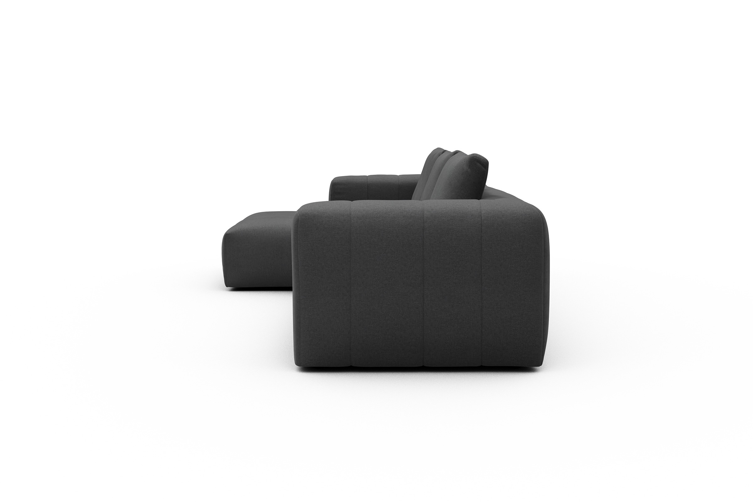 Ecksofa Hugo 2,5-Sitzer Armlehne rechts mit Chaiselongue Satya-Zinc