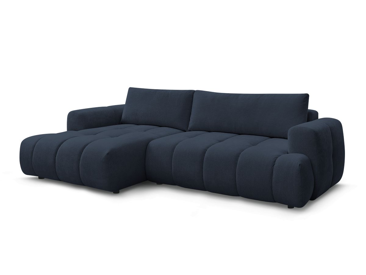 Bobochic Fuji Ecksofa mit Schlaffunktion und Bettkasten 292 × 160 cm Stoff Dunkelblau Ecke links
