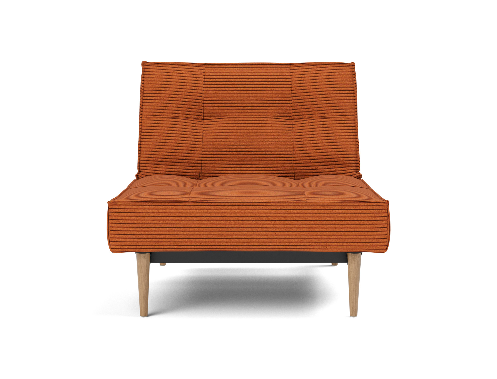 Sessel Splitback Kord Corduroy 595-Burnt-Orange Beine Styletto Eiche hell