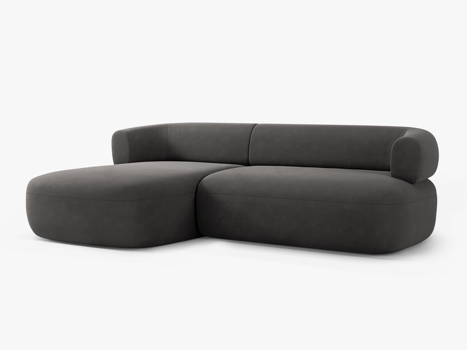 Micadoni 5-Sitzer Ecksofa Jenny Links Samt Salvador Dunkelgrau