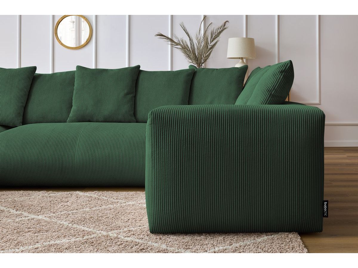 Bobochic Voltaire Wohnlandschaft mit Pouf 356 × 214 cm Cordsamt Grün Ecke links