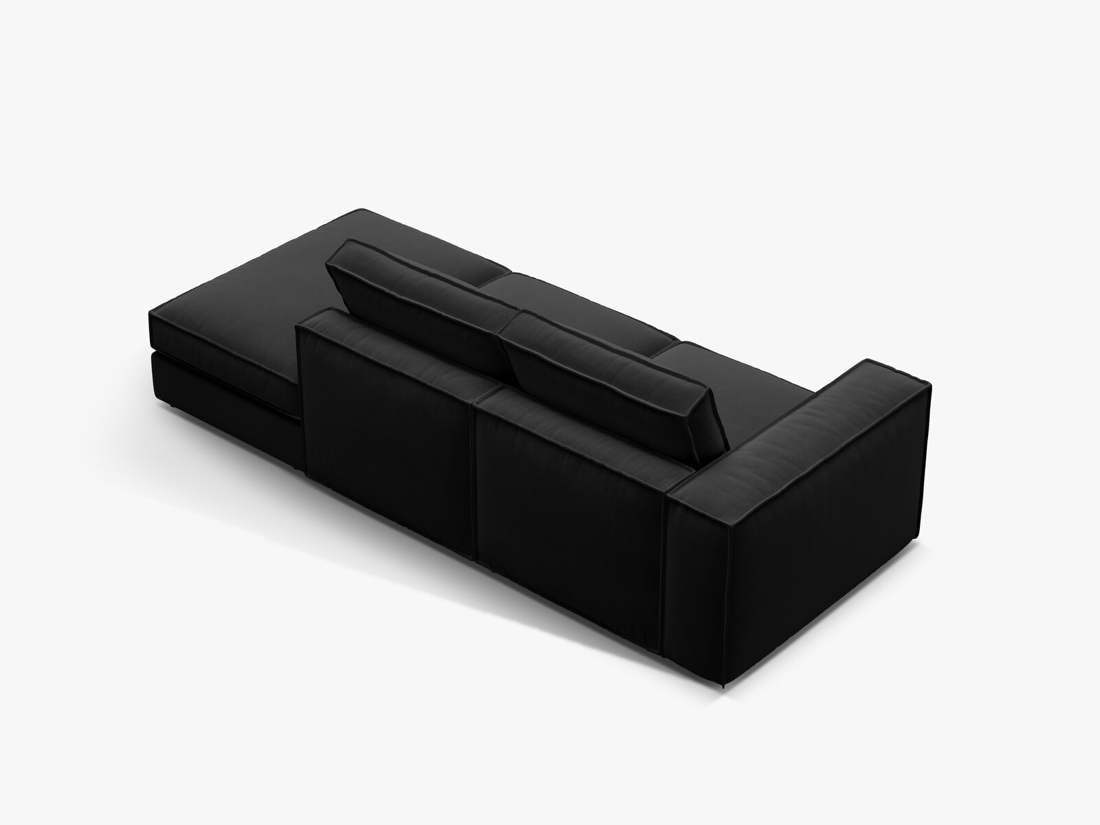Micadoni modulares offenes Sofa Pola 3-Sitzer Rechts Samt Salvador Schwarz