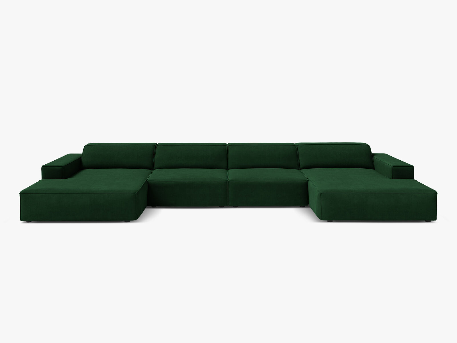 Micadoni Panorama-Sofa Jodie 6-Sitzer Samt Bluvel Flaschengrün