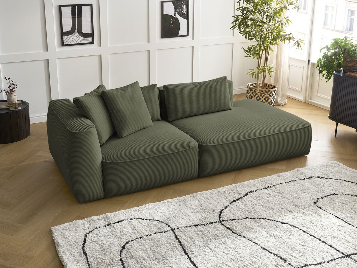 Bobochic Leopold Sofa 3-Sitzer Cordsamt Hellgrün Armlehne links