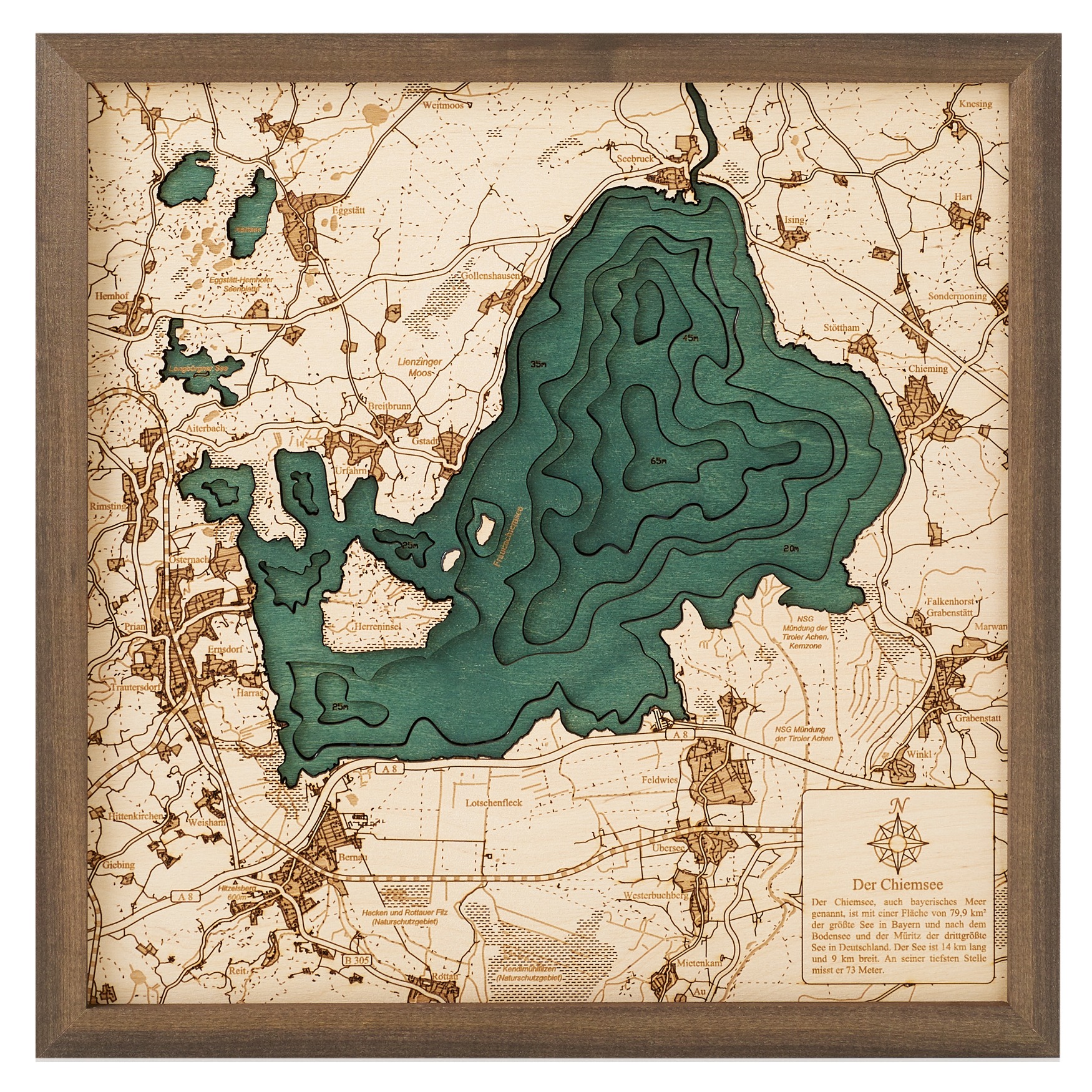 Cutting Brothers 3D Holz-Wandkarte Chiemsee 35 x 35 moebelfaktor