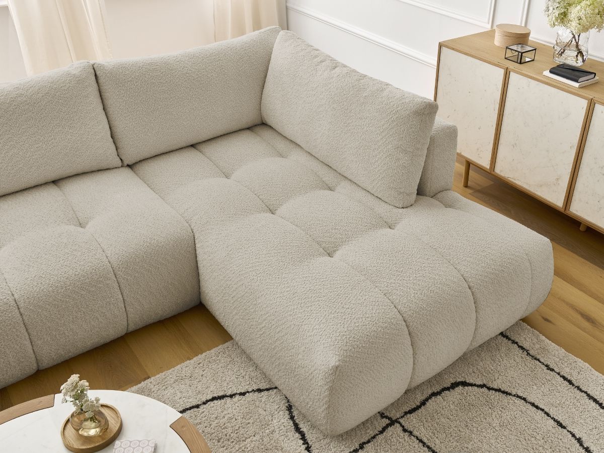 Bobochic Fuji Wohnlandschaft Bouclé-Stoff Beige Ecke links