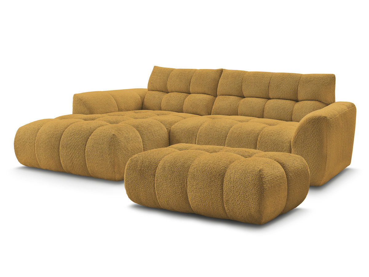 Bobochic Jaya Ecksofa mit Pouf Chenille Gelb Ecke links