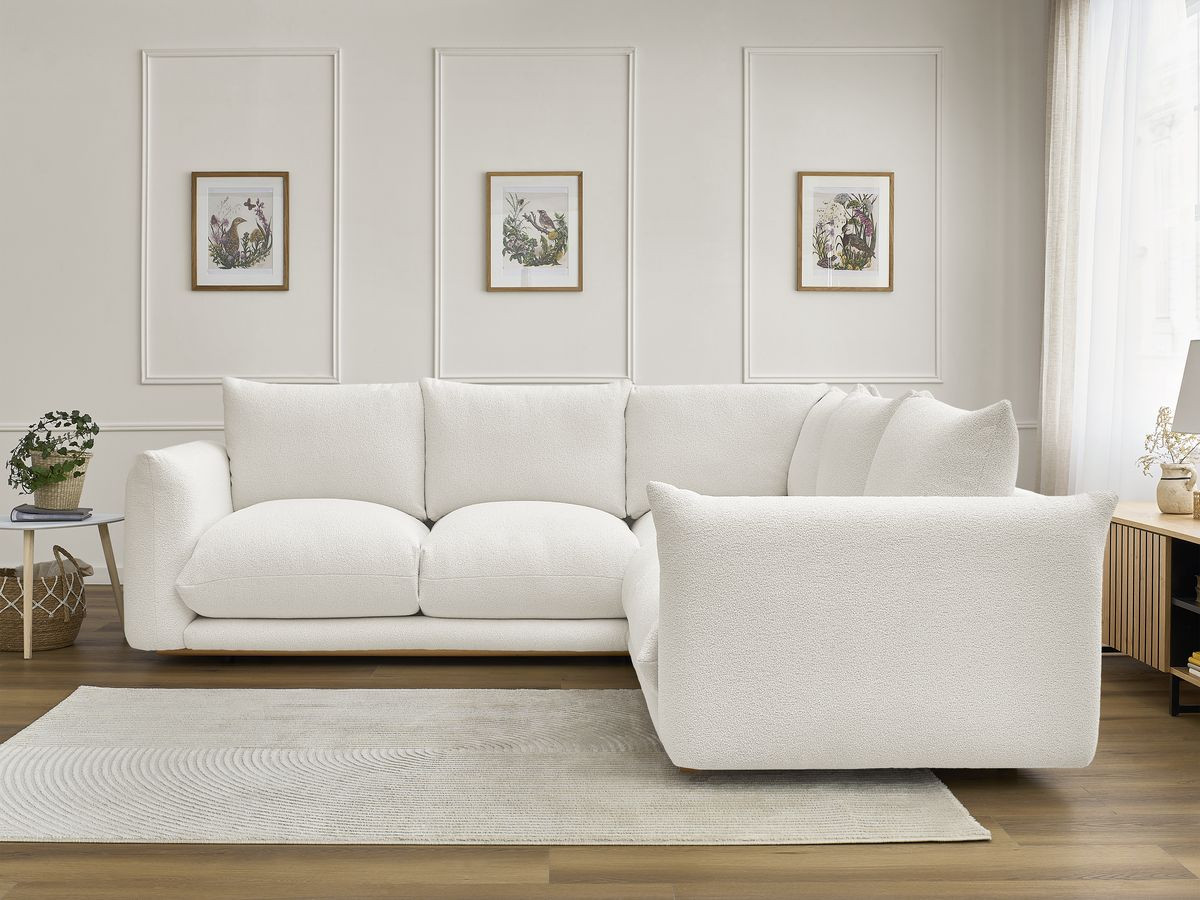 Bobochic Ernest Ecksofa Bouclé-Stoff Weiß