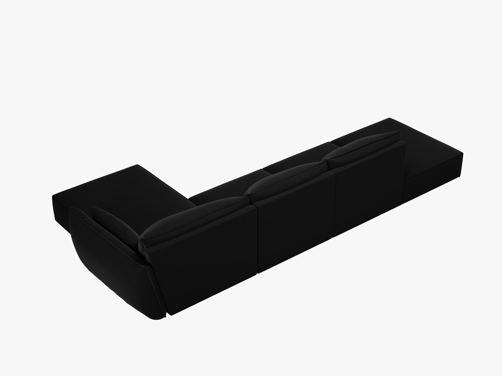 Micadoni Ecksofa Kaelle 5-Sitzer Rechts Samt Bluvel Schwarz