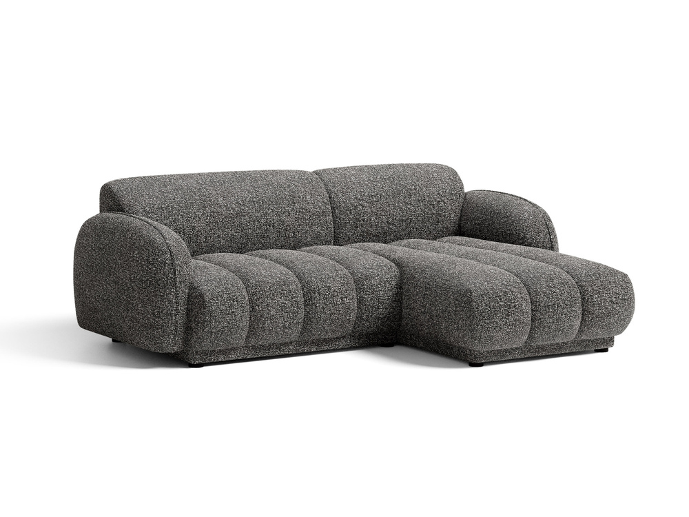 Cosmopolitan Design Ecksofa Bilbao 3-Sitzer kleine Version Boucle Miles Dunkelgrau Melange Rechts