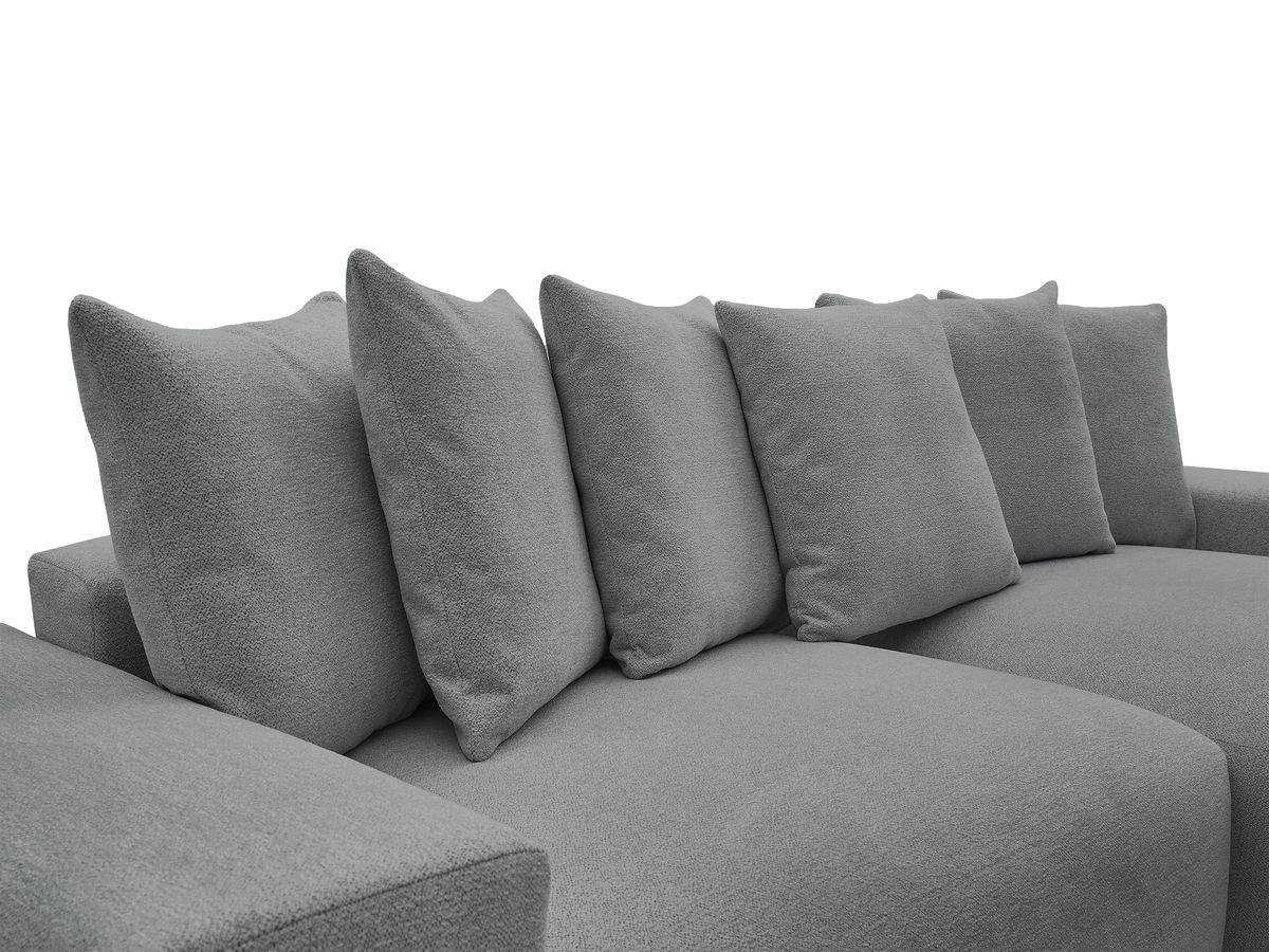Bobochic Voltaire Ecksofa mit Schlaffunktion und Bettkasten Melange-Stoff Dunkelgrau