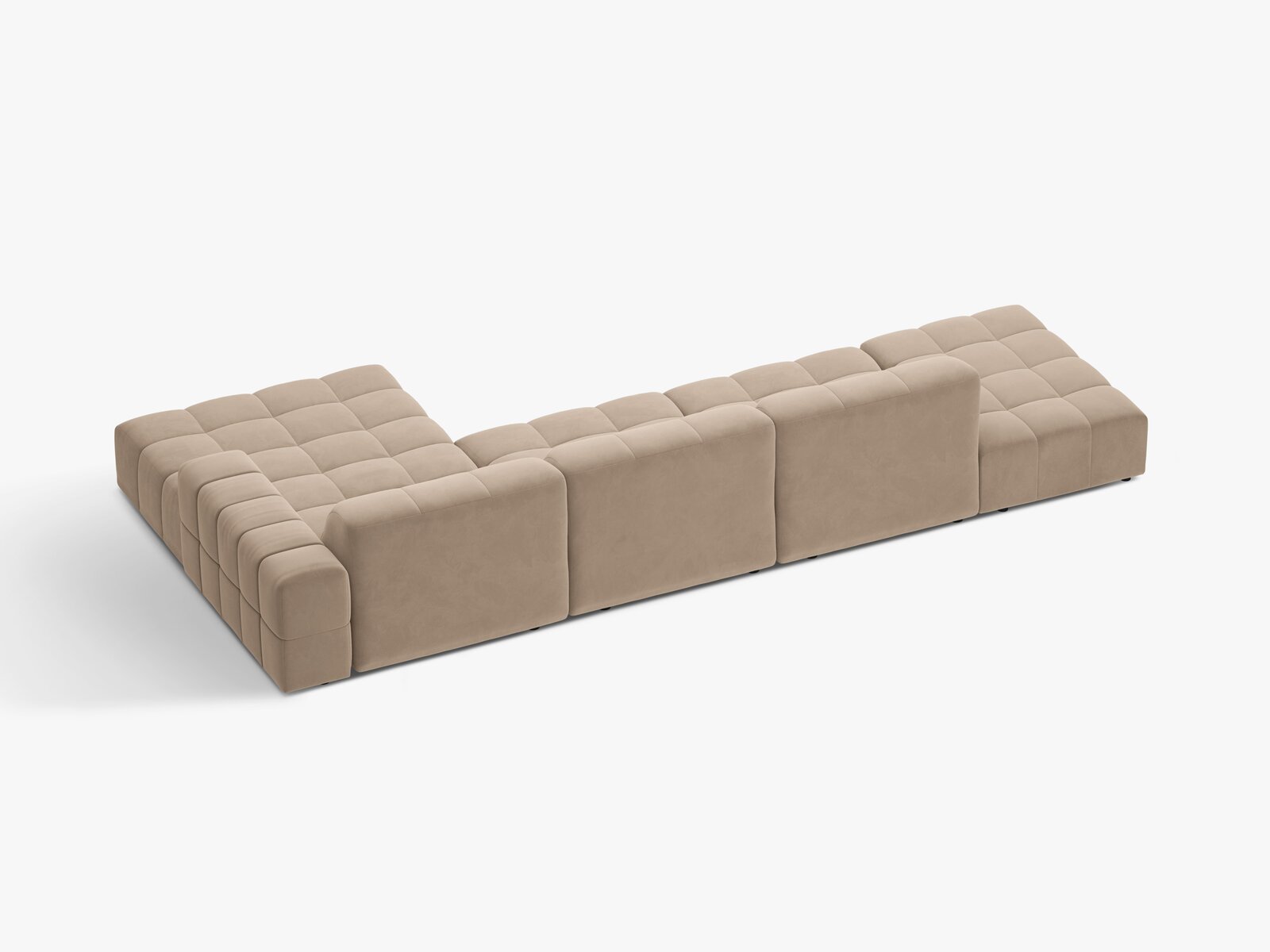 Micadoni Ecksofa Jennifer 5-Sitzer Samt Venus Beige Rechts