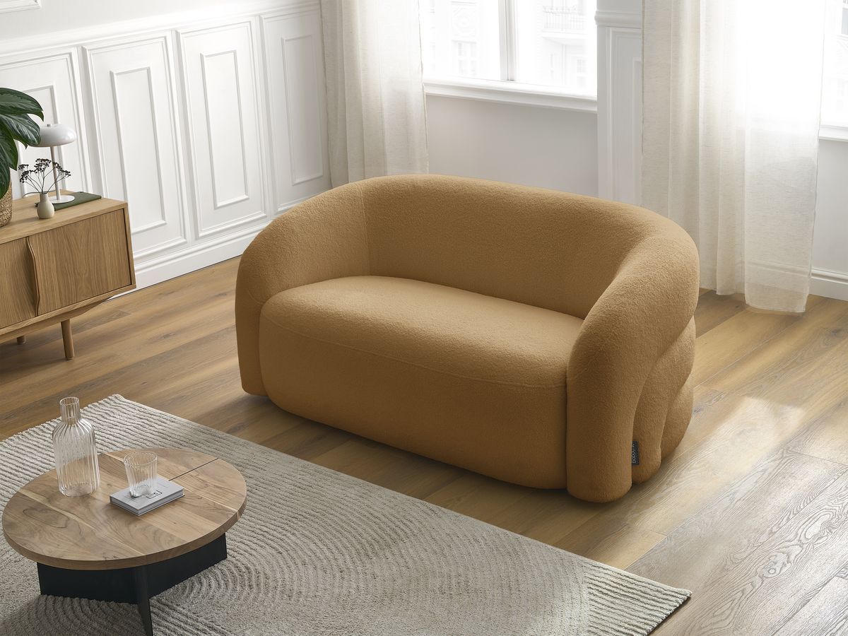 Bobochic Elina Sofa 2-Sitzer Bouclé-Stoff Gelb