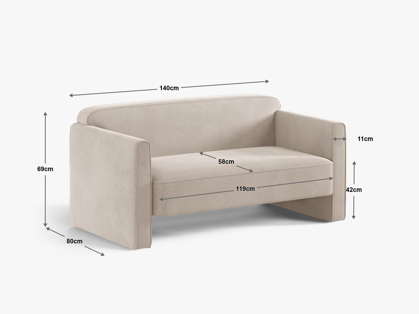 Micadoni Sofa Abby 2-Sitzer Samt Salvador Königsblau