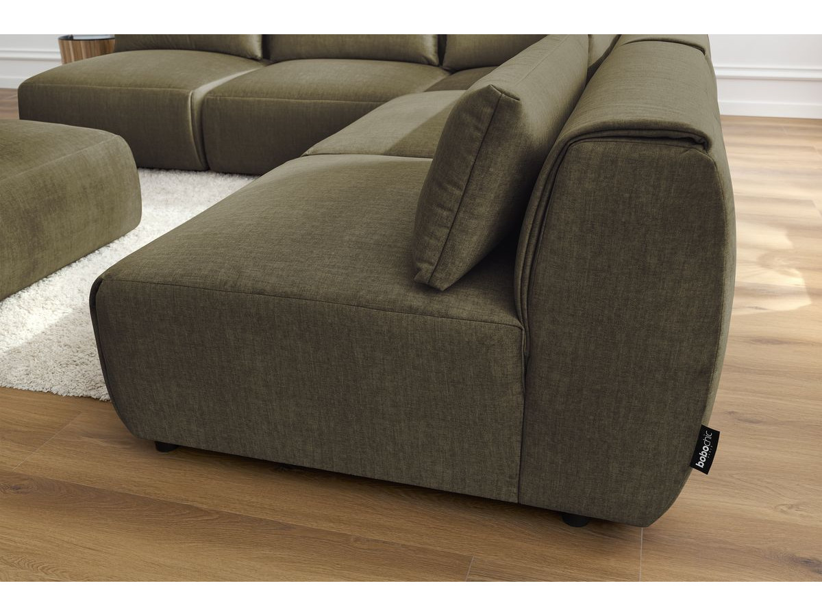 Bobochic Jeanne Ecksofa mit Pouf Samt Grün
