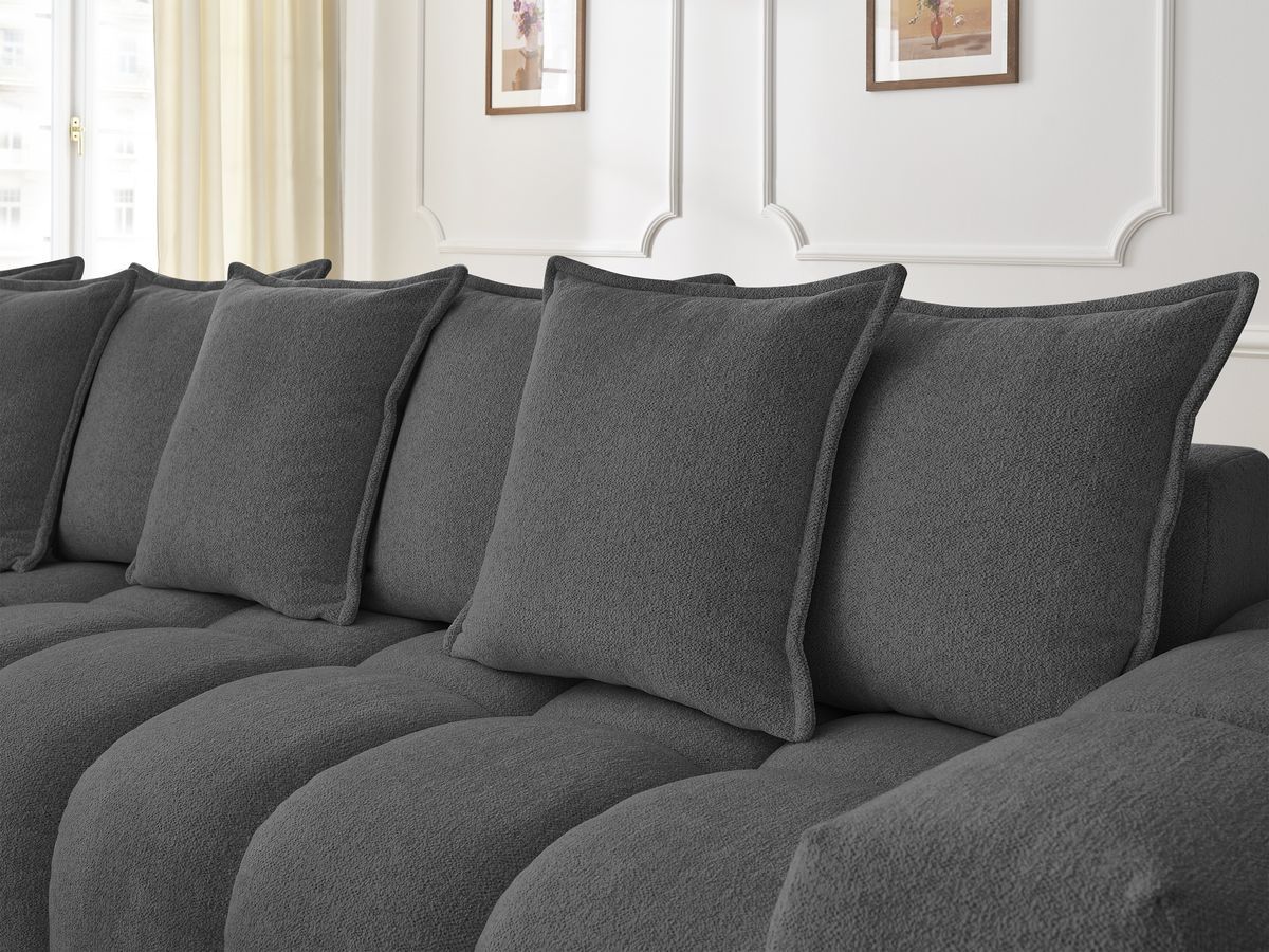 Bobochic Everest Ecksofa, 10 Kissen Melange-Stoff Dunkelgrau Ecke links