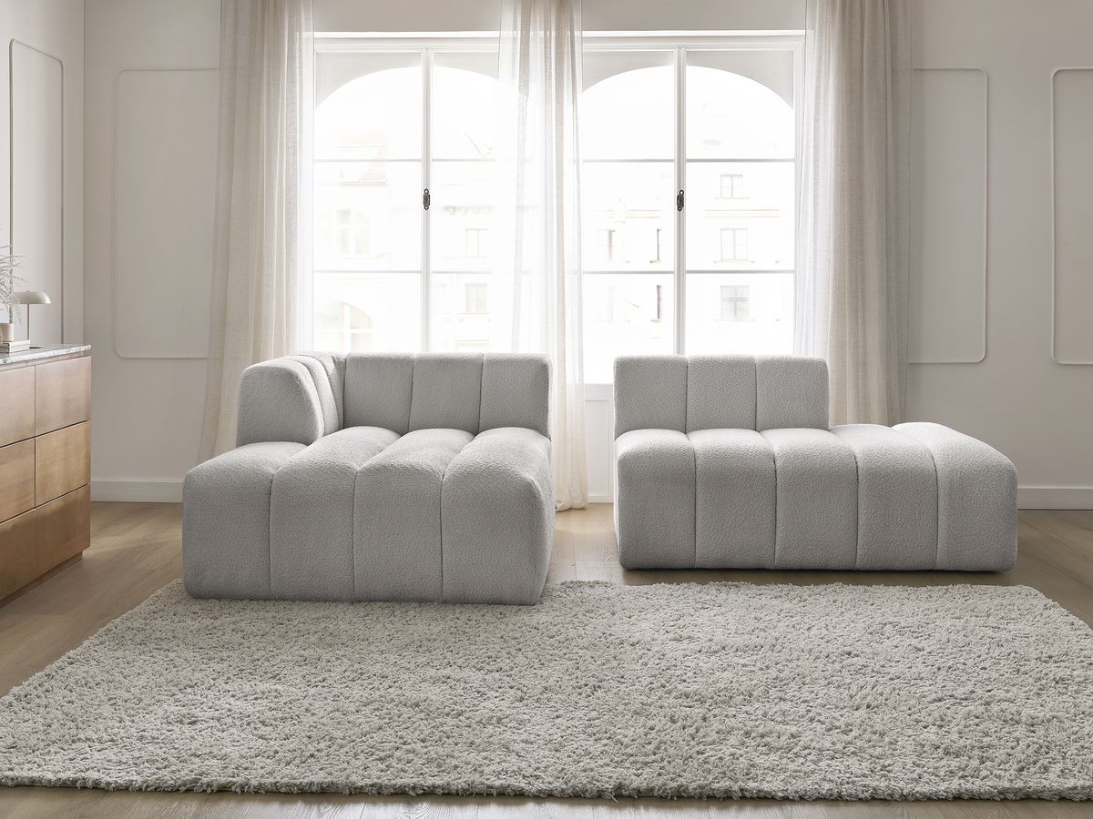 Bobochic Annecy Ecksofa Bouclé-Stoff Hellgrau Ecke links