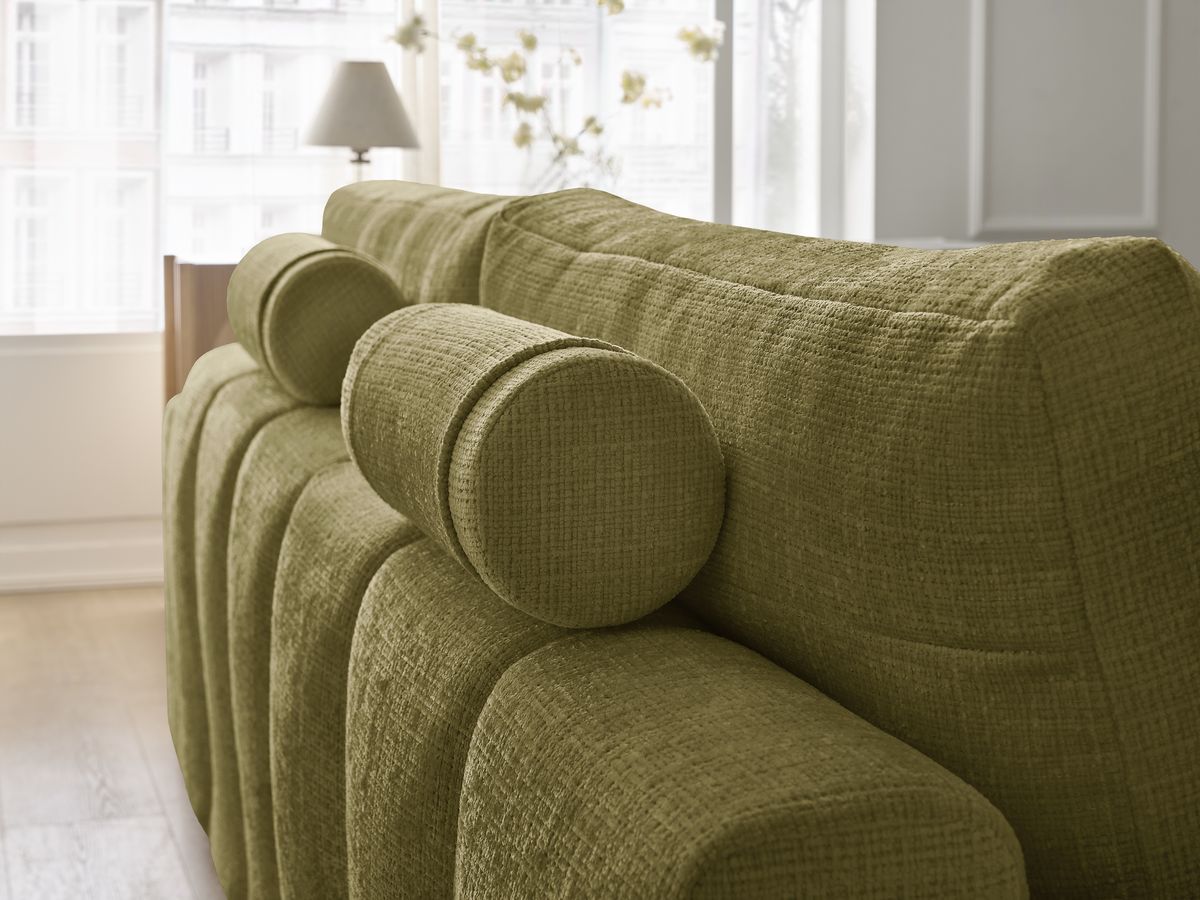 Bobochic Anakin Schlafsofa 3-Sitzer mit Bettkasten, 2 Kissen Strukturstoff Grün