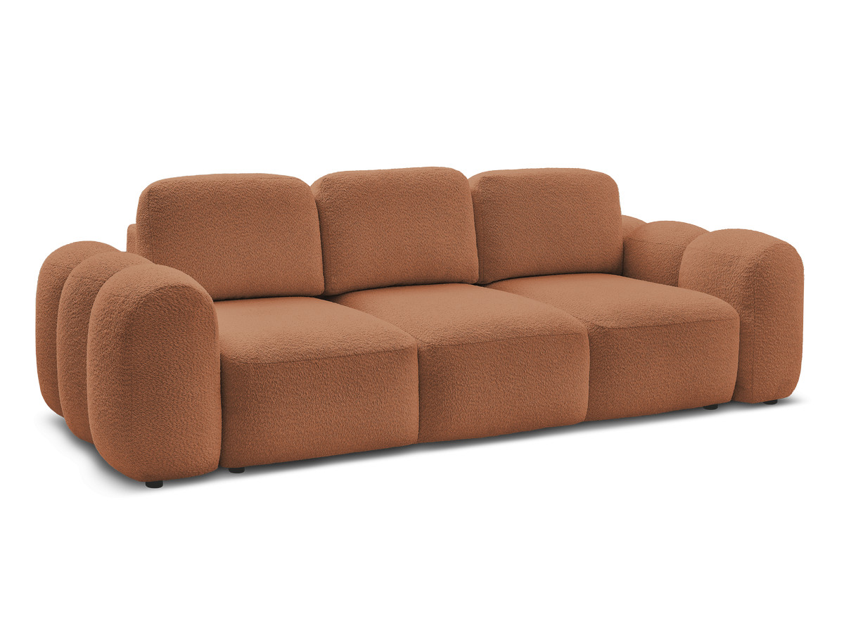 Bobochic Montaigne Schlafsofa 3-Sitzer mit Bettkasten Bouclé-Stoff Orange