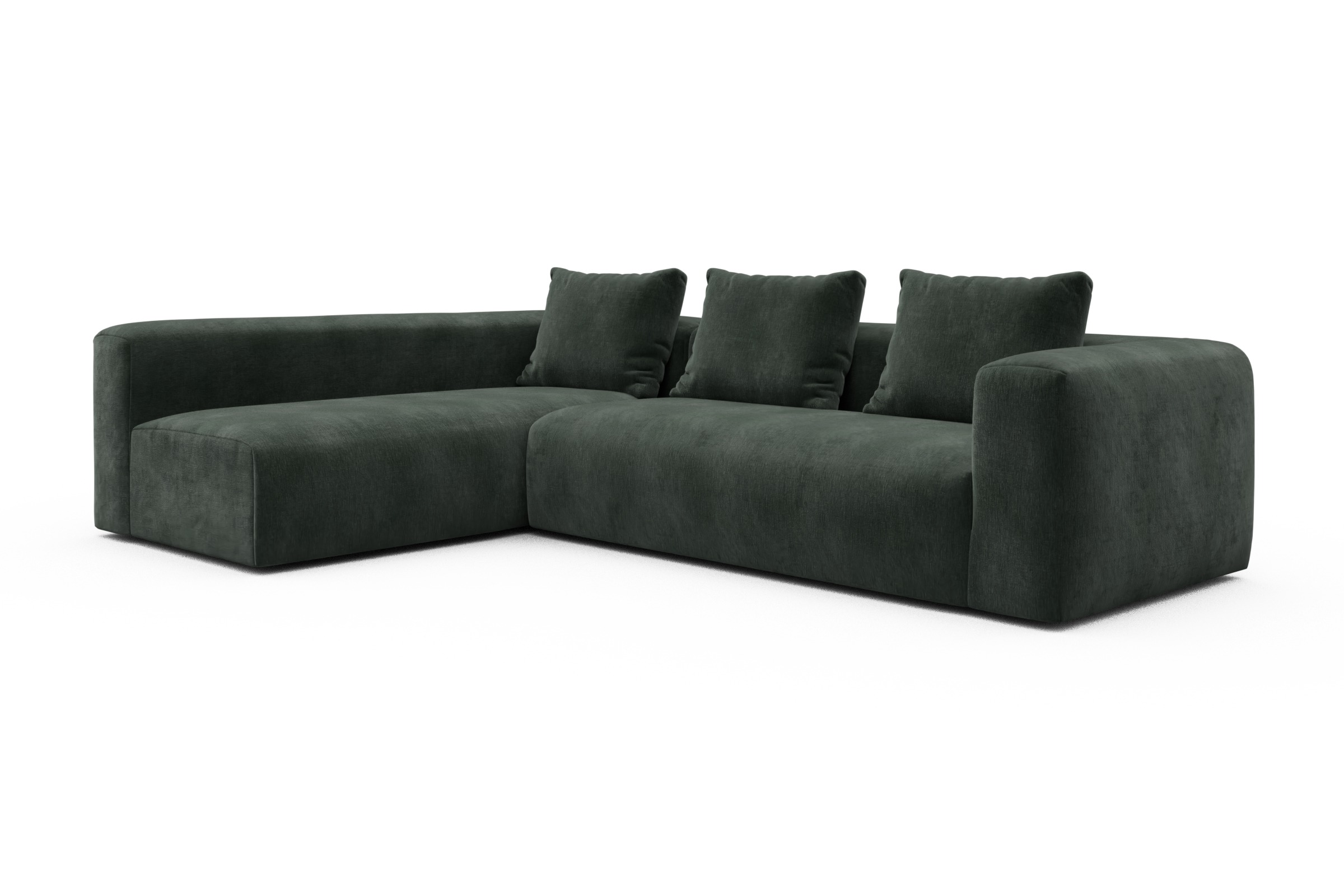 Ecksofa Fred 2x 2,5-Sitzer links offen Smooth-Laurel-Green