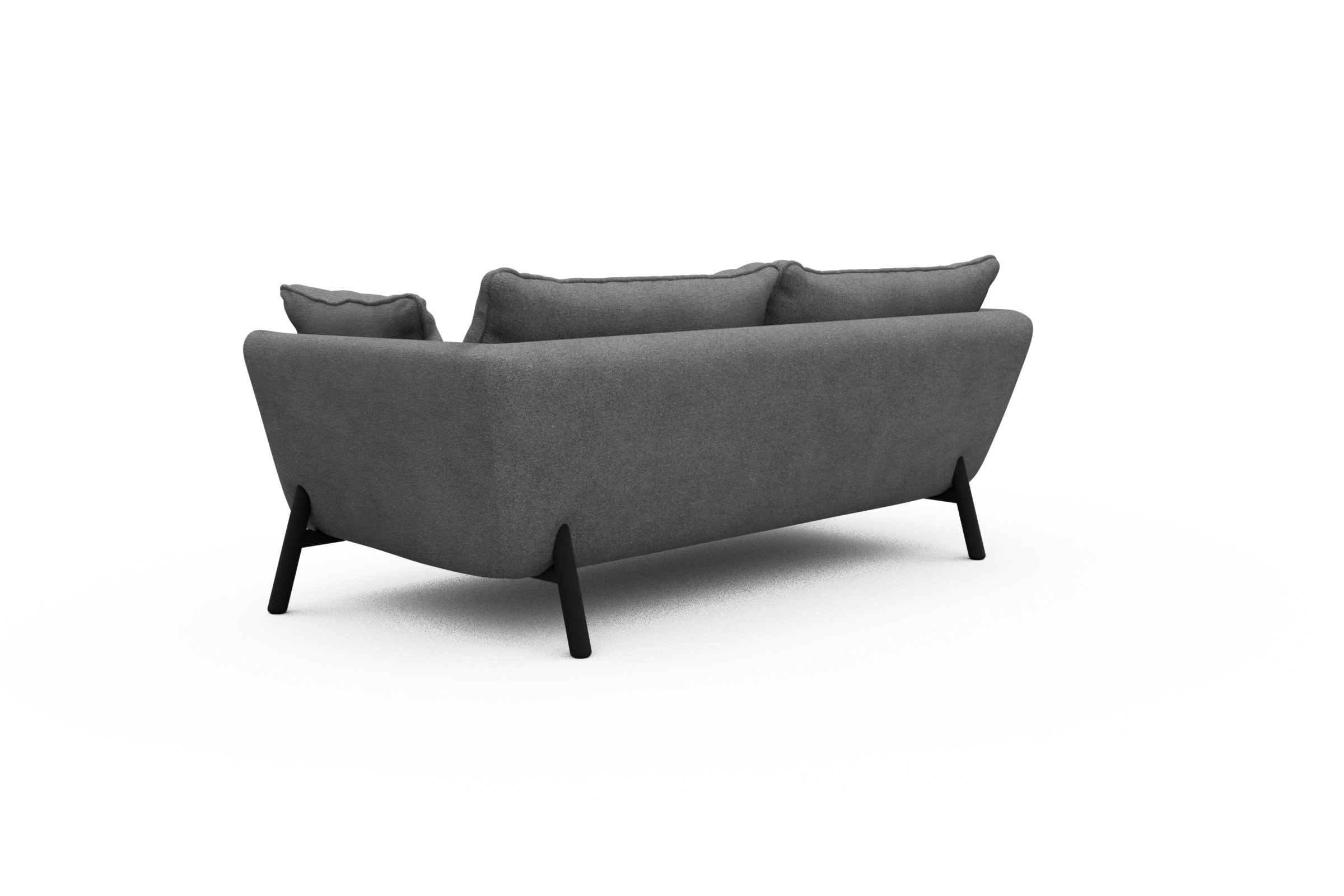 Sofa Emil PREMIUM 2-Sitzer Beinfarbe Eiche Schwarz Boucle-Ash-Grey