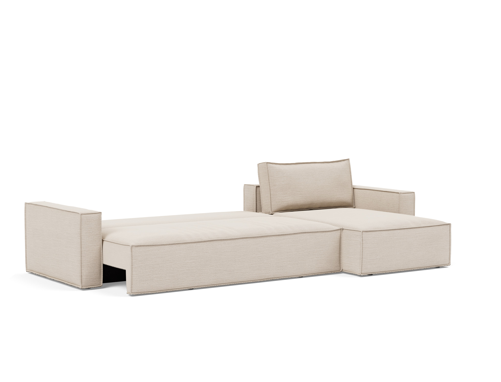 Schlafsofa Newilla mit Chaiselongue Webstoff Blida 612-Sand-Grey