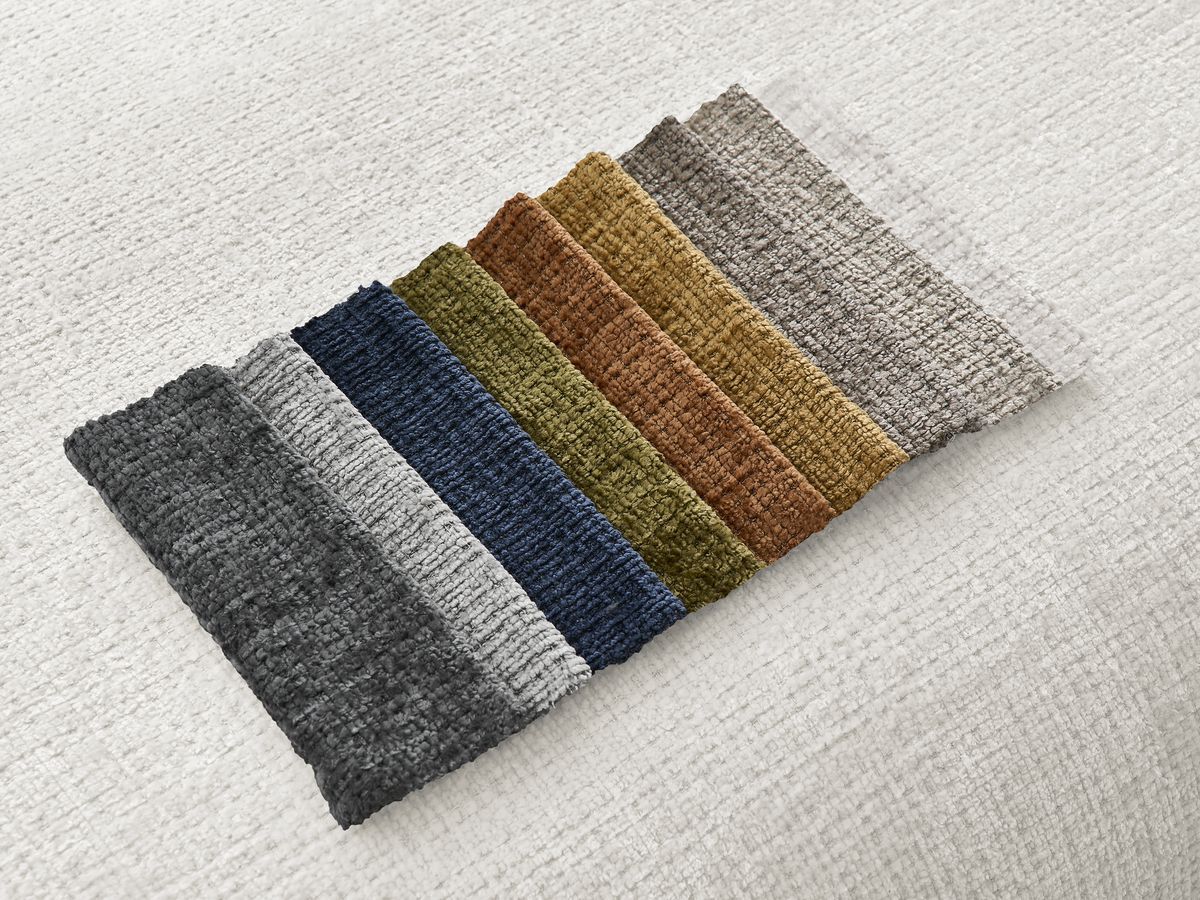Bobochic Sirius Ecksofa mit Pouf 405 × 170 cm Strukturstoff Weiß Ecke rechts
