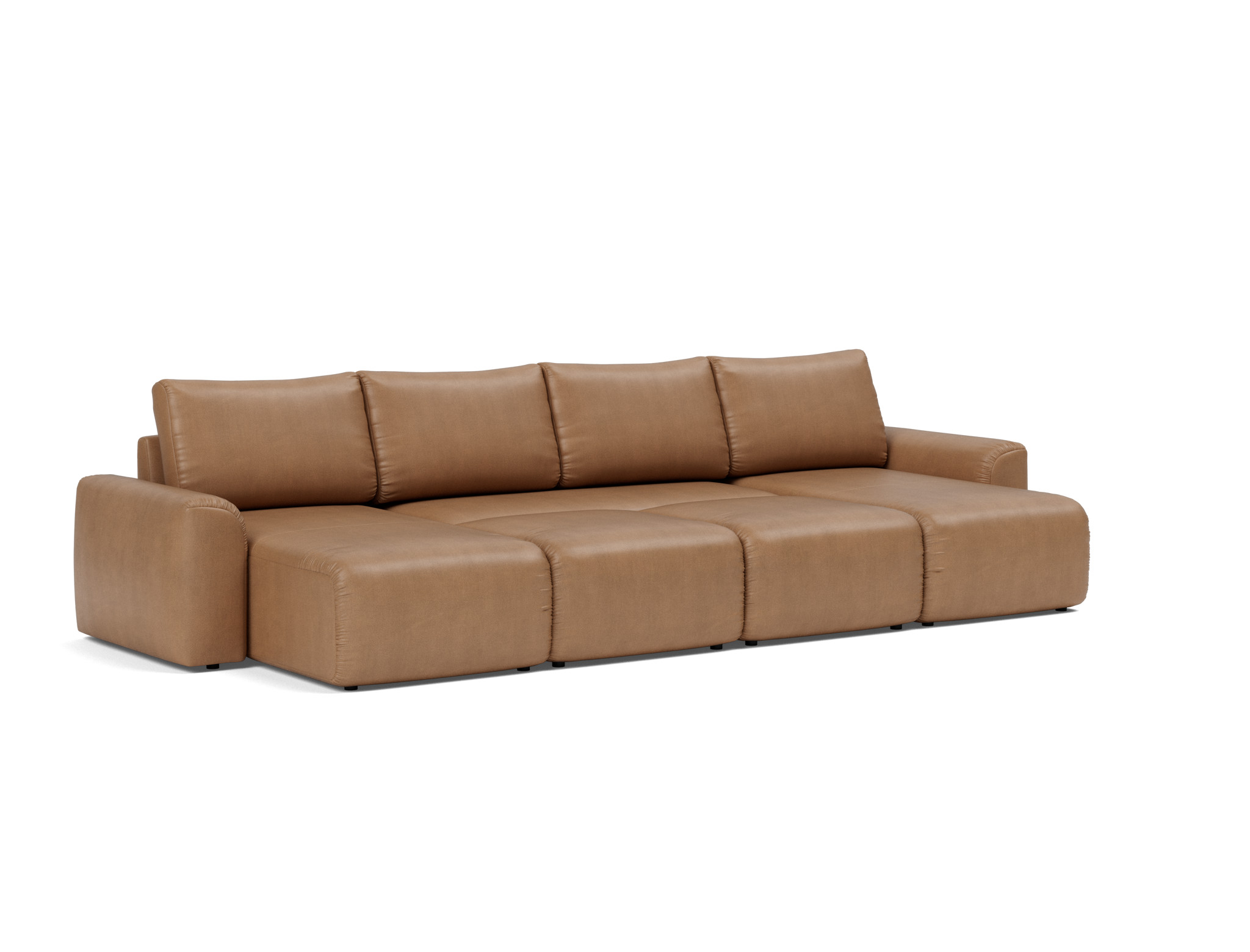 Schlafsofa Norum U-Form mit Chunky-Armlehnen Lederoptik Faunal 551-Brown