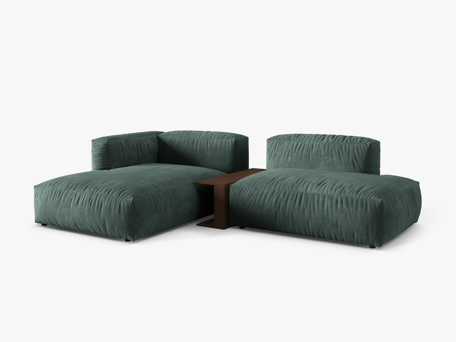 Micadoni Ecksofa Martina 2-Sitzer mit Couchtisch Links Samt Petrol