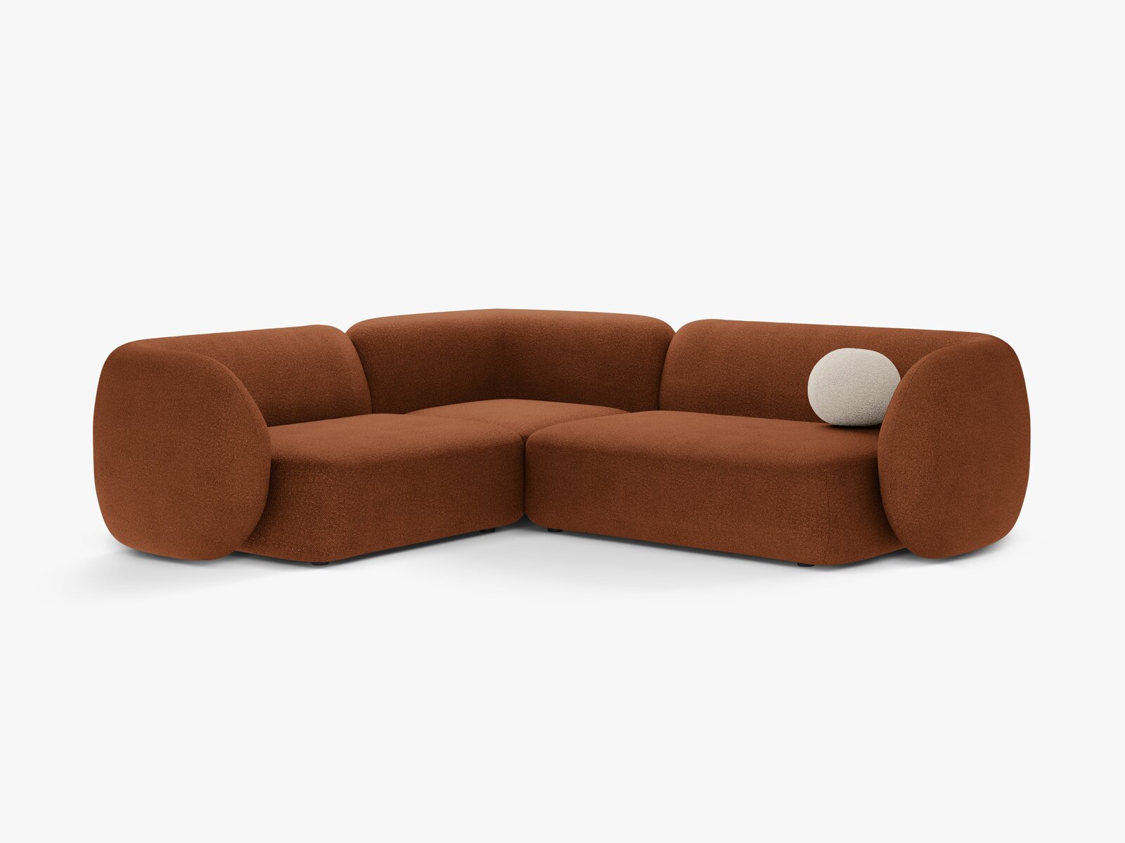 Micadoni Ecksofa Kate 4-Sitzer Links Boucle Terrakotta