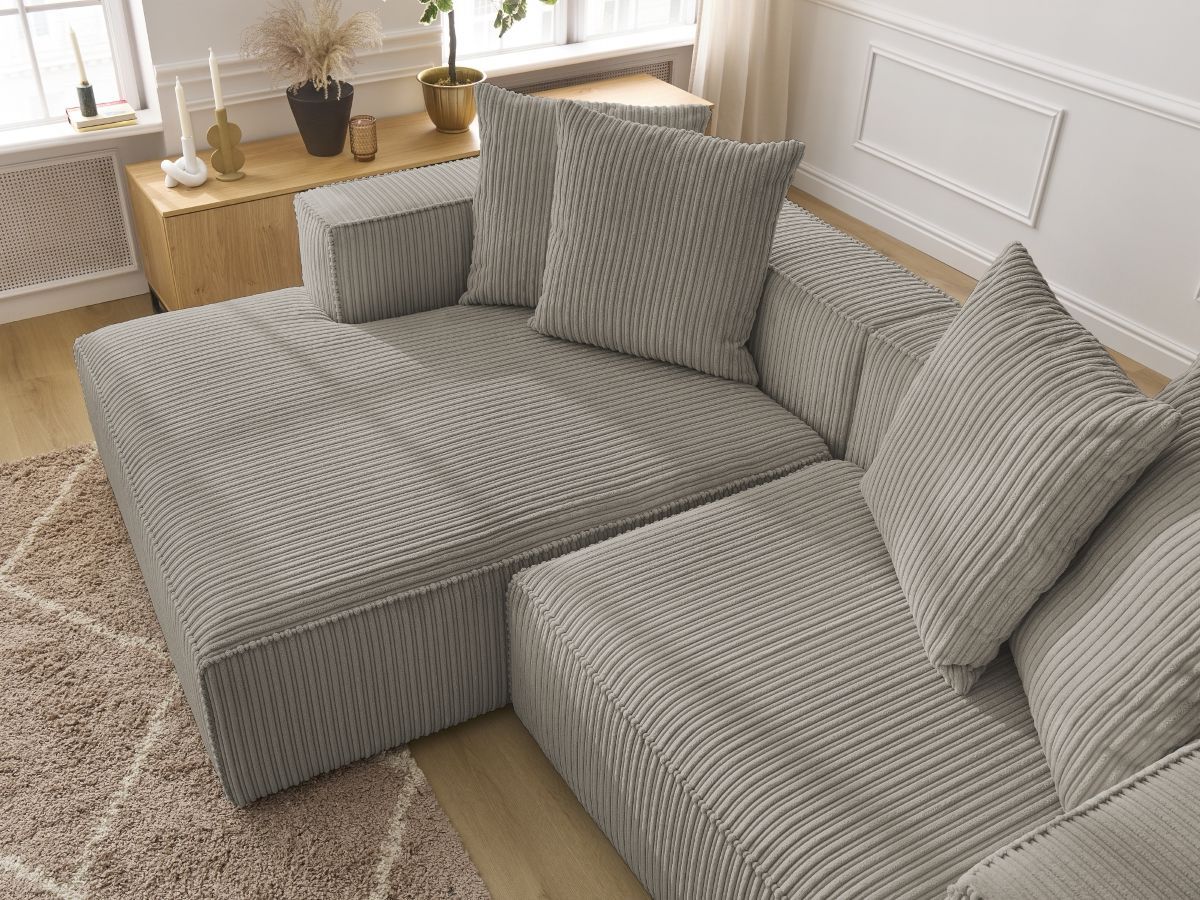 Bobochic Nina Ecksofa Cordsamt Taupe Ecke links