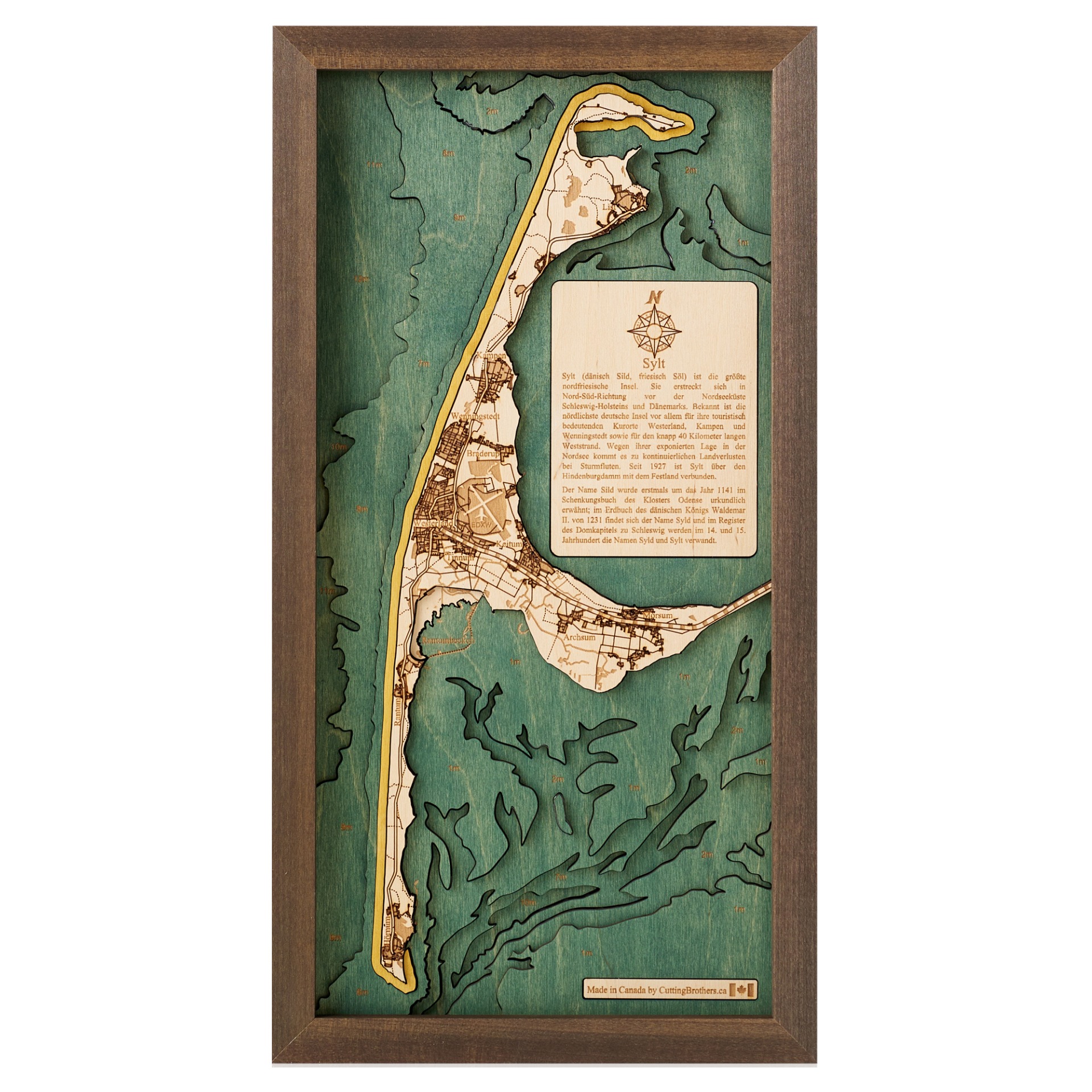 Cutting Brothers 3D Holz-Wandkarte Sylt 20x40.5 cm