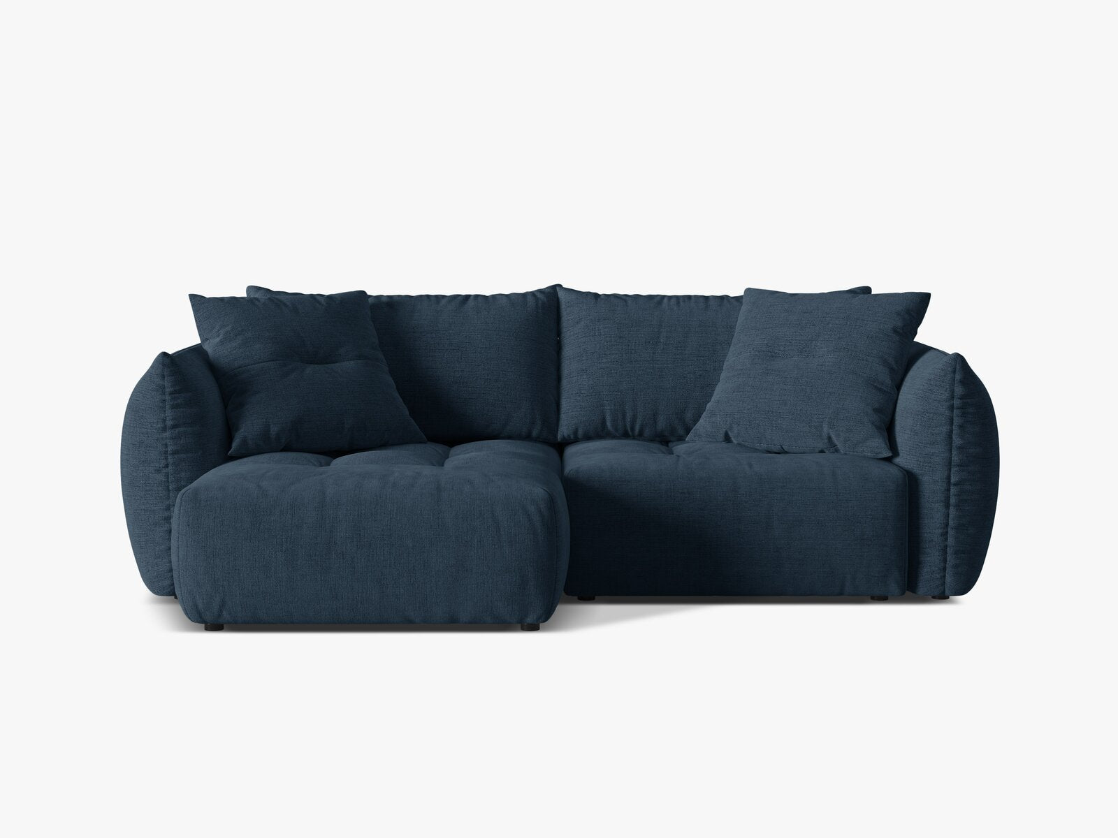 Micadoni Bloom Ecksofa 3-Sitzer mit Schlaffunktion Links Strukturierter Stoff Wind Marineblau