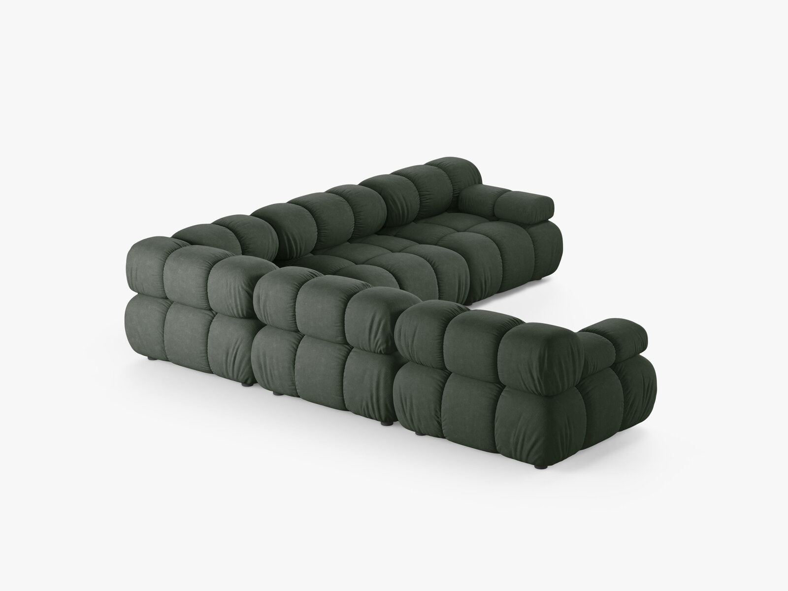 Micadoni Symmetrisches Ecksofa Bellis 5-Sitzer Strukturierter Stoff Liberty Moßgrün