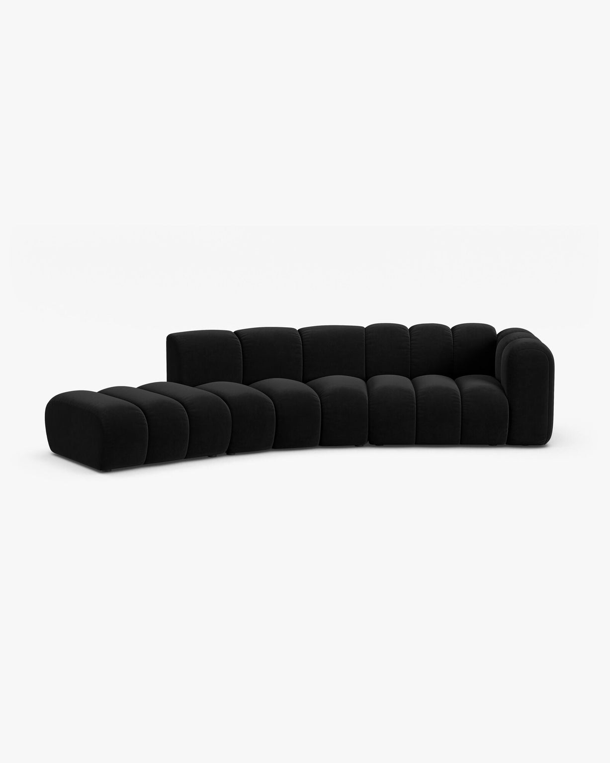 Micadoni Modulares Sofa Lupine 5-Sitzer Links Samt Salvador Schwarz
