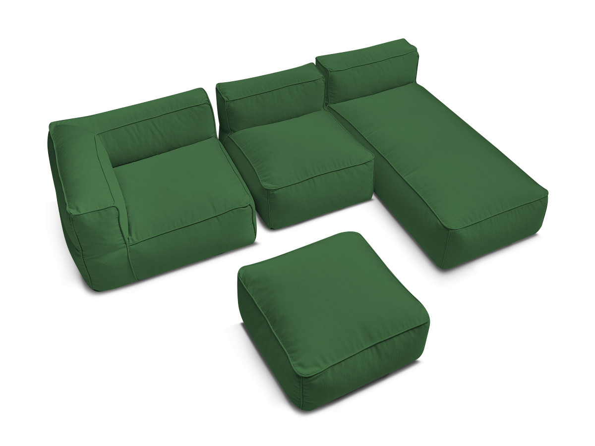 Bobochic Giulia Gartensofa 4-Sitzer mit Pouf, 1 Eckmodul Stoff Grün