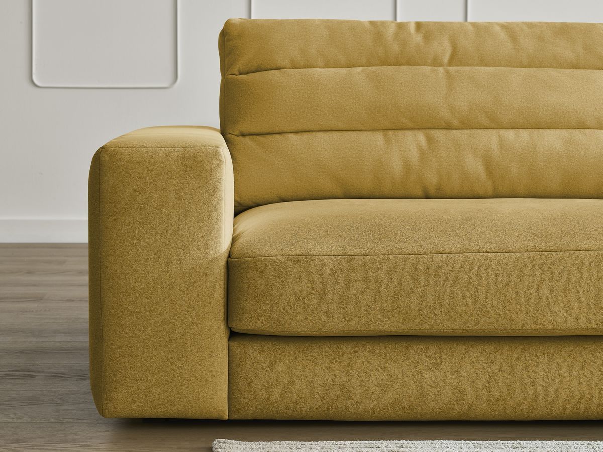 Bobochic Sierra Ecksofa mit Pouf Samt Gelb Ecke rechts
