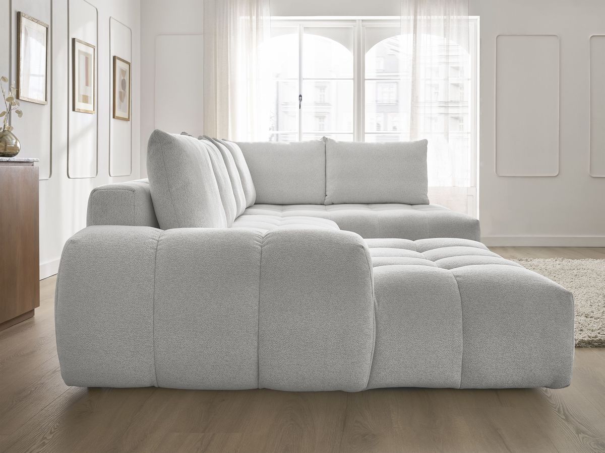 Bobochic Everest Wohnlandschaft, 6 Kissen Melange-Stoff Hellgrau Ecke links