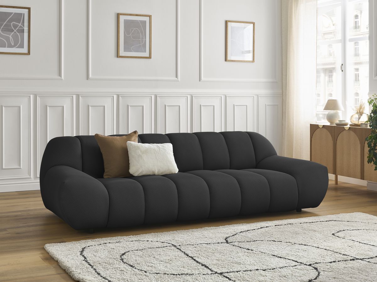 Bobochic Hayden Sofa 3-Sitzer Mesh-Stoff Schwarz