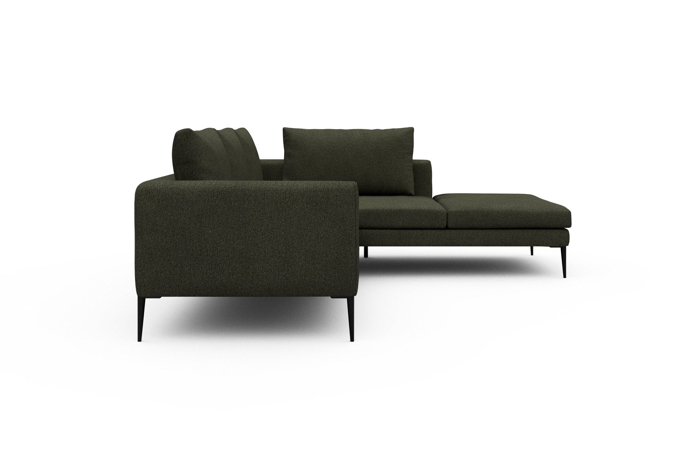 Ecksofa Paul Relax-Ecke rechts mit 2-Sitzer Boucle-Forest-Green