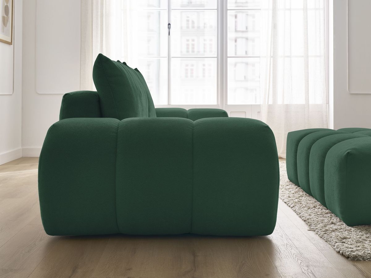 Bobochic Everest Schlafsofa 3-Sitzer mit Bettkasten und Pouf, 2 Kissen Strukturstoff Grün