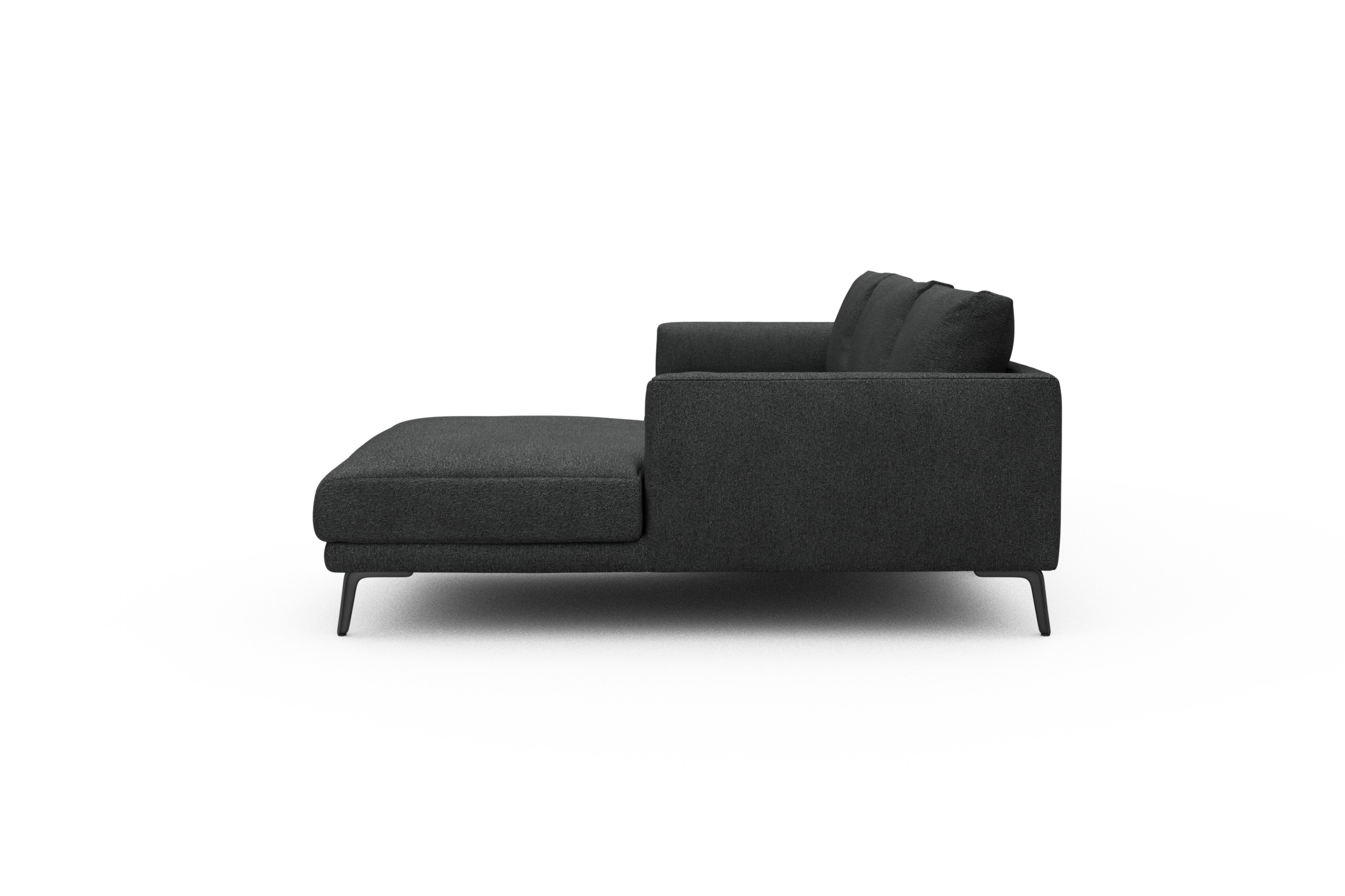 Ecksofa Karl Chaiselongue rechts mit 2,5-Sitzer Boucle-Charcoal