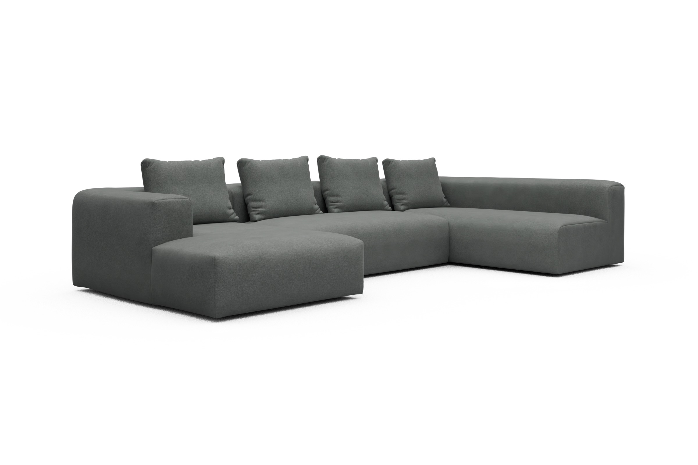 Wohnlandschaft Fred Chaiselongue links mit 2-Sitzer und lange Armlehne rechts Satya-Steel