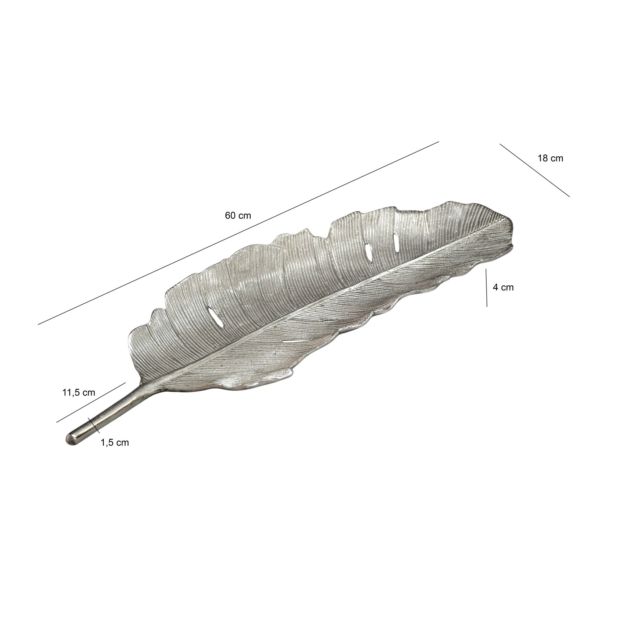 Dekoschale Rennebu Aluminium Silber 60 × 18 × 4 cm