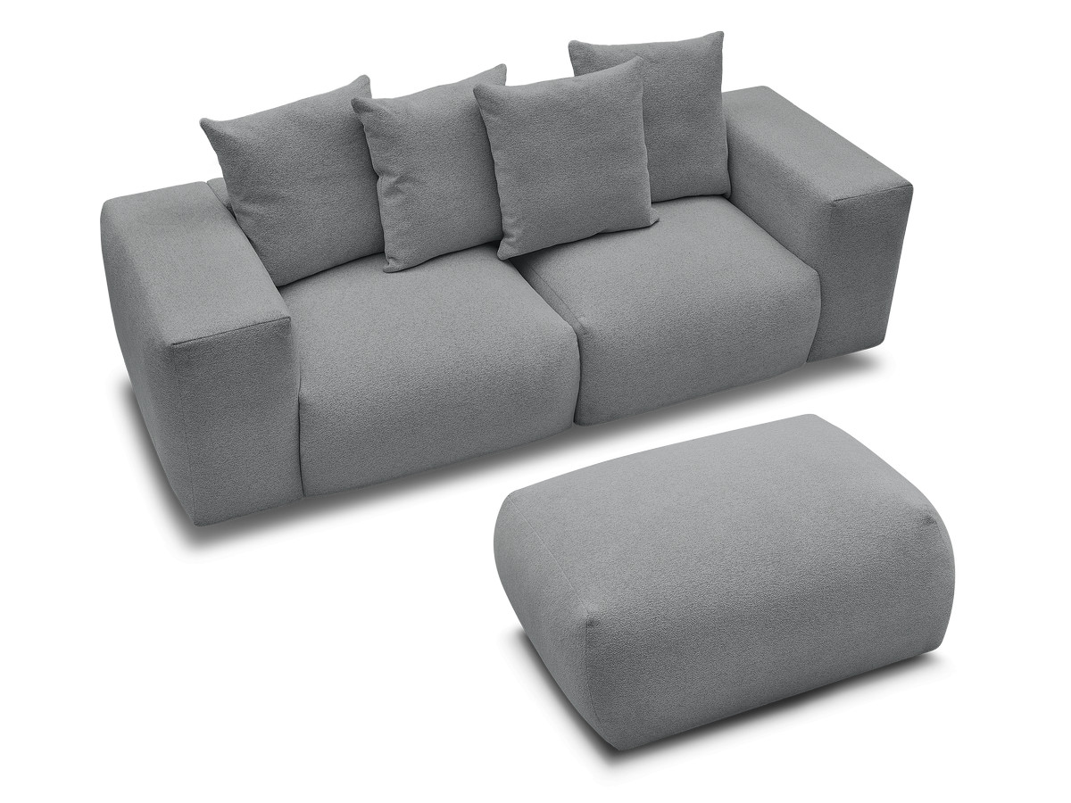 Bobochic Voltaire Sofa 4-Sitzer mit Pouf 248 × 100 cm Melange-Stoff Dunkelgrau