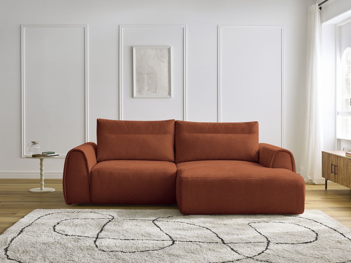 Bobochic Aden Ecksofa 246 × 152 cm Stoff Orange Ecke rechts