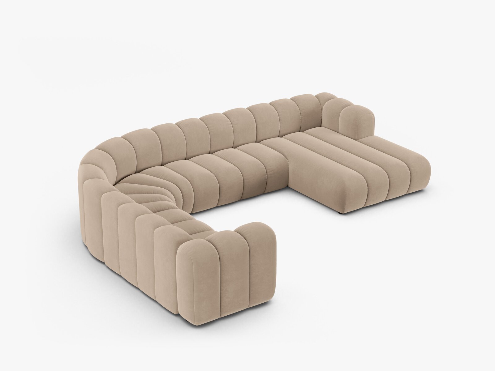 Micadoni Modulares Panorama Ecksofa Lupine 6-Sitzer Links Samt Venus Beige